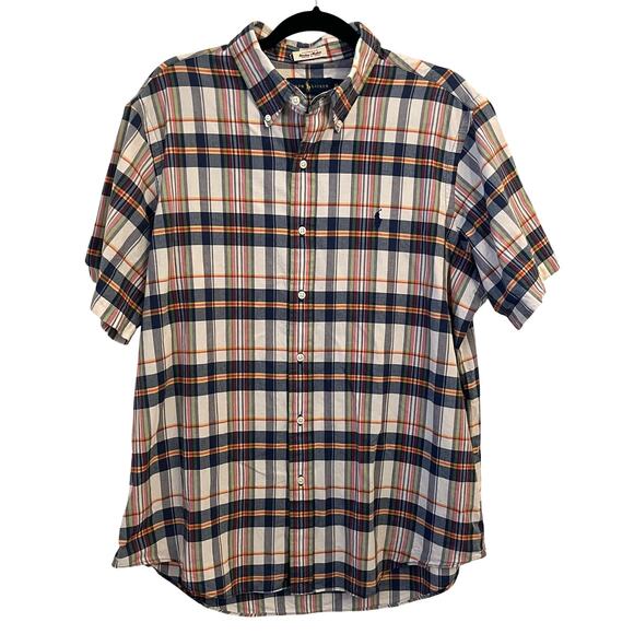 Ralph Lauren Shirt Mens XL Bleeding Madras Short Sleeve Plaid Button Down S/S - Picture 2 of 10